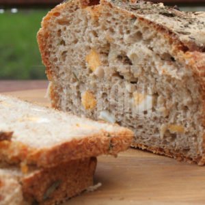 Sourdough wheat-rye bread with egg & fresh herbs